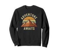 Adventure, Awaits Retro Mountains Sunset Outdoors Explore Felpa