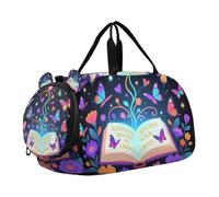Adventure Begins at Your Library Flower - Borsa da palestra per bambini, con scomparto per scarpe, grande capacità, borsa sportiva da viaggio per viaggi, sport, borsone, weekender