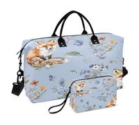 Adventure Fox, borsone da viaggio con borsa da toilette e tracolla regolabile, per viaggi, palestra, yoga, weekend, Multicolore, Taglia unica, Beauty case
