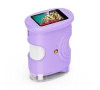 Adventure Microscopio per bambini, mini microscopio digitale per bambini, microscopio tascabile portatile 1000X, schermo IPS da 2,0 pollici con LED, microscopio digitale e connessione USB al PC (viola