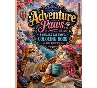 Adventure Paws: A Detailed Cat Travel Coloring Book for Adults