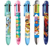 Adventure Squad - Penna a sfera retrattile 6 in 1, inchiostro multicolore a punta fine, durevole e divertente, per scuola e viaggi, 5 pezzi
