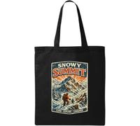 Adventurers Climbing Snowy Mountain Peak - Borsa tote in cotone naturale, colore: Nero