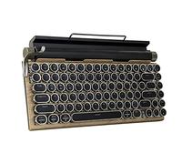 Adventurers Tastiera meccanica retrò stile macchina da scrivere retroilluminata a LED 83 tasti Bluetooth 5.0 asse blu pannello colore legno compatibile con iOS/Android/Windows/Vista/Linux/Mac