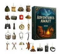 Adventures Await Advent Calendars 2025 | 24 Days Survival Tools Christmas Countdown Calendar,2D Acrylic Parties Favor Hangable Ornament,Outdoor Survival Equipment For Outdoor & Automotive Enthusiast