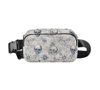 Adventures of Black and White Skull Trendy Marsupio a tracolla per donne e uomini, mini marsupio da viaggio con tracolla regolabile per viaggi, palestra, lavoro