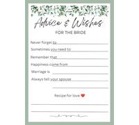 "Advice and Wishes Cards for the Bride: 50 Heartfelt Messages - Ideal for Bridal Showers and Wedding Celebrations - Size: 5x7 Inches"
