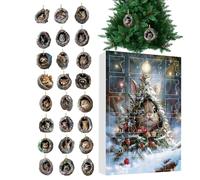 Adviento con Animales - Acrílico 2D 24 Días Calendario De Navideño Para Árbol | Colgante Festivo De Animales Lindos - Para Fiesta Puerta Espejo Retrovisor Árbol Balcón