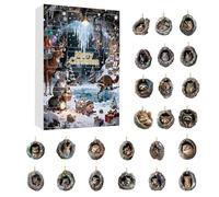 Adviento con Animales - Acrílico 2D 24 Días Calendario De Navideño Para Árbol | Colgante Festivo De Animales Lindos - Para Fiesta Puerta Espejo Retrovisor Árbol Balcón