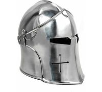 ADVIK Casco medievale Barbuta Cavalieri Templari Crusader Armatura, Casco medievale Barbute Gioco di Ruolo, Argento