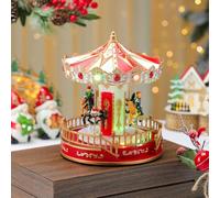 Advokingtap Carillon a giostra, con funzioni di luce e musica per la decorazione natalizia delle vacanze, 23 x 19 cm