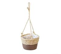 Advokingtap Confezione da 1 cesto da appendere per piante da interni ed esterni, in corda di canapa naturale, vaso da fiori con corde robuste, 20 cm, marrone, per giardino, patio, decorazione della