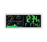 Advokingtap Confezione da 1 orologio elettronico previsioni meteo display a LED digitale con temperatura di 3 giorni data ora per casa ufficio parete o scrivania bianco ABS 202 cm