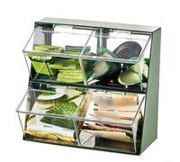 Advokingtap Contenitore a doppio strato per bustine di tè e capsule di caffè, organizer in plastica con design a due livelli per bancone della cucina o sala da tè, scaffale salvaspazio (verde antico)