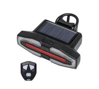 Advokingtap Indicatore di direzione per bicicletta ad energia solare, con telecomando wireless e integrato per clacson, modalità LED rosso lampeggiante e giallo per la sicurezza del ciclismo urbano (A