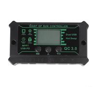 Advokingtap Regolatore di carica solare MPPT, doppia porta USB e DC con display LCD, protezione della batteria per batterie agli ioni di litio al piombo NiMH (100A)