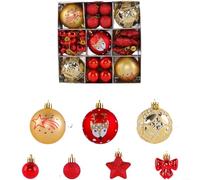 Advokingtap Set di 35 palline di Natale con disegni creativi dipinti a mano, forme assortite per decorazioni natalizie dell'albero (B)