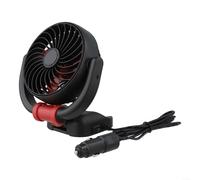 Advokingtap Ventilatore per auto, 5 V, USB o 12 V/24 V, raffreddamento con testa rotante a 360°, forte flusso d'aria per auto, furgoni, camion, SUV, barche, nero e bianco/giallo/rosso, ideale per