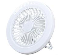 Advokingtap Ventilatore solare portatile con gancio per appenderlo, ventilatore da soffitto ricaricabile da campeggio, flusso d'aria a 3 velocità, luce LED tricolore per uso tenda