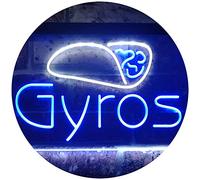 ADVPRO Gyros Café Shop Dual Color LED Enseigne Lumineuse Neon Sign Blanc et Bleu 600 x 400mm st6s64-i3490-wb