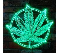 ADVPRO Segnaletica LED RGB dinamica Glam a forma di foglia di canapa di marijuana, decorazione 3D, multicolore, st06s22-fnd-i0230-c