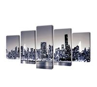 ADWOA 5 pz Stampa su Tela da Muro Panorama New York Monocromatico 100 x 50cm,Quadro Astratto,5 Pezzi Stampa su Tela Immagini Moderni Murale Fotografia Grafica Decorazione da Parete