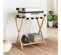 ADWOA Portabagagli 68x38x58 cm in bambù,Portavaligie Pieghevole in bambù,2 Ripiani, Arredo per Camera e Hotel