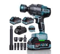 ADWOLT 1600 Nm, 1/2" trapano a impatto con batteria 2 x 4,0 Ah, 6 velocità 2600 giri/min, motore senza spazzole LED, kit con 6 punte, per camion auto cambio