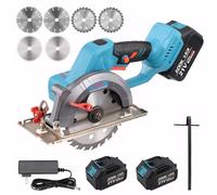 ADWOLT Mini sega circolare a batteria, 1600 W, con 6 lame per sega, senza spazzola, 150 mm, velocità minima 1080 giri/min; 3,0 Ah, ideale per legno, metallo morbido, piastrelle e PVC