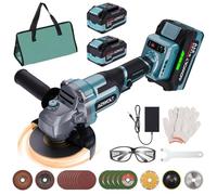 ADWOLT Smerigliatrice Angolare a Batteria 125mm, Smerigliatrice Angolare Senza 21V Fili con 2 Batterie da 4.0Ah, Motore Senza Spazzole da 9000 Giri/min, 6-Stufig Regel Disco Lamellare per Taglio