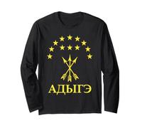 Adygea Flag Design with Yellow Stars Great Circassian Adiga Maglia a Manica