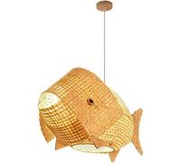 ADYOLTB Decorazione A Forma Di Pesce In Rattan Lampada A Sospensione Lampadario In Bambù Intrecciato Naturale Cestino Grande Lanterna Di Vimini Lampada Da Soffitto A Sospensione Lampada Vintage Da Fat