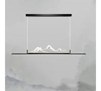 ADYOLTB Grande decorazione lineare Lampadario in oro spazzolato oscuramento LED Lampada a sospensione moderna a lunga striscia Lampada da cucina a isola Montagna Nero Bianco Plafoniera sospesa per Sal