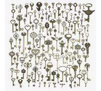 AebDerp 130 Pezzi Ciondoli Chiave Scheletro Vintage Gioielli | Pendenti in Metallo Antico per Fai Da Te, Charm Collana, Matrimonio, Festa, Compleanno e Portachiavi
