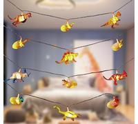 AebeChun Dino, catena luminosa per cameretta dei bambini, 3,22 m, 12 LED, funzionamento a batteria, letto di casa, per ragazzi e ragazze, per la cameretta dei bambini