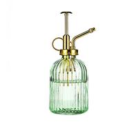 Aebor Bottiglia spray per piante in vetro, 19,1 cm, bottiglia spray in vetro verde con pompa superiore dorata, piccolo annaffiatoio per piante piccole per interni ed esterni, (verde + oro E)