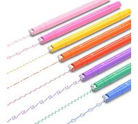 AECHY Penne Curve Colorate, Doppia Punta, 8 Motivi Curvi, 8 Colori | Evidenziatori Curvi Con Punta a Rullo E Punta Fine, Per Appunti, Diario, Bullet Journal, Scrapbooking, Scrittura E Disegno