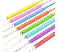 AECHY Set di penne con evidenziatore curvo, a doppia punta, con 6 diverse forme di curva e 8 linee di segno, evidenziatore estetico con punta a scalpello per diario e forniture scolastiche