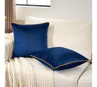 Aeckself Confezione da 2 Federe Quadrate Cuscini in Velluto di Lusso, Decorative, Morbide, per Divano, Camera da Letto, Auto, Soggiorno, 60 x 60 cm, Blu Navy