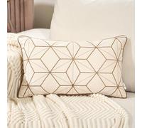 Aeckself Federa per cuscino rettangolare in velluto, 30,5 x 50,8 cm, motivo a quadri geometrici, linee geometriche, lussuose e moderne, per divano, soggiorno, camera da letto, auto