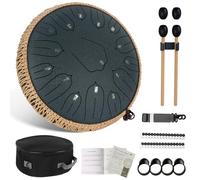 Aedcbaide Tamburo per lingua da 13 pollici, 15 toni, in acciaio, con bacchette per bambini, meditazione, yoga, guarigione del suono (blu marino)