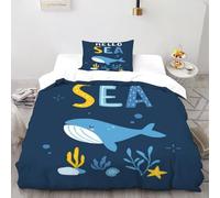 AEDiFTLINGi CIAO MARE Set Di Biancheria Da Letto Per 2 Pezzi Con Stampa 3D Animal Theme Copripiumino Con 1 Federe in Microfibra Morbida E Leggera Single(135x200cm)