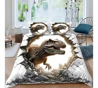 AEDiFTLINGi Dinosauroo rotto Set Copripiumino 3 Pezzi Con Stampa 3D Animal Theme Copripiumino Con 2 Federe Con Federe in Microfibra Ultra Morbida King(220x240cm)