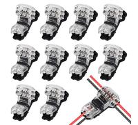 AEDIKO 10 connettori a filo a bassa voltaggio a T, 2 pin, per strisce LED, 24 - 20 AWG