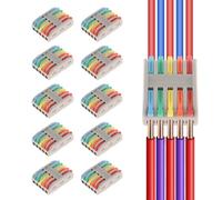 AEDIKO 10 connettori per cavi a leva, 5 IN 5 OUT, connettori per cavi rapidi a 4 vie, morsettiera compatta per cavi da 28-12 AWG, 28-14 AWG