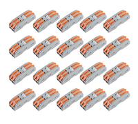 AEDIKO 20 connettori a leva SPL-2 per conduttori, compatti, connettori a leva, dadi, connettori elettrici, terminali per cavi morbidi e rigidi da 28-12 AWG, universali