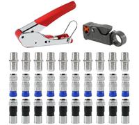 AEDIKO Coax Cavo crimper 32 pezzi Coassiale Compression Tool Kit Wire Stripper with F RG6 RG59 Connectors for RG6 Cable and Cable TV