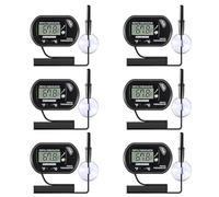 AEDIKO Termometro digitale LCD per acquario con sonda resistente all'acqua e ventosa per incubatori di tartarughe, terrario, 6 pezzi