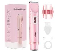 AEDNX Glow Aura - Rasoio da donna per bikini, rasoio elettrico 2 in 1, a doppia testa, per gambe, braccia, corpo, colore rosa