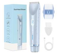 AEDNX Glow Aura - Rasoio da donna per bikini, rasoio elettrico 2 in 1, a doppia testa, per gambe, braccia, corpo, colore blu